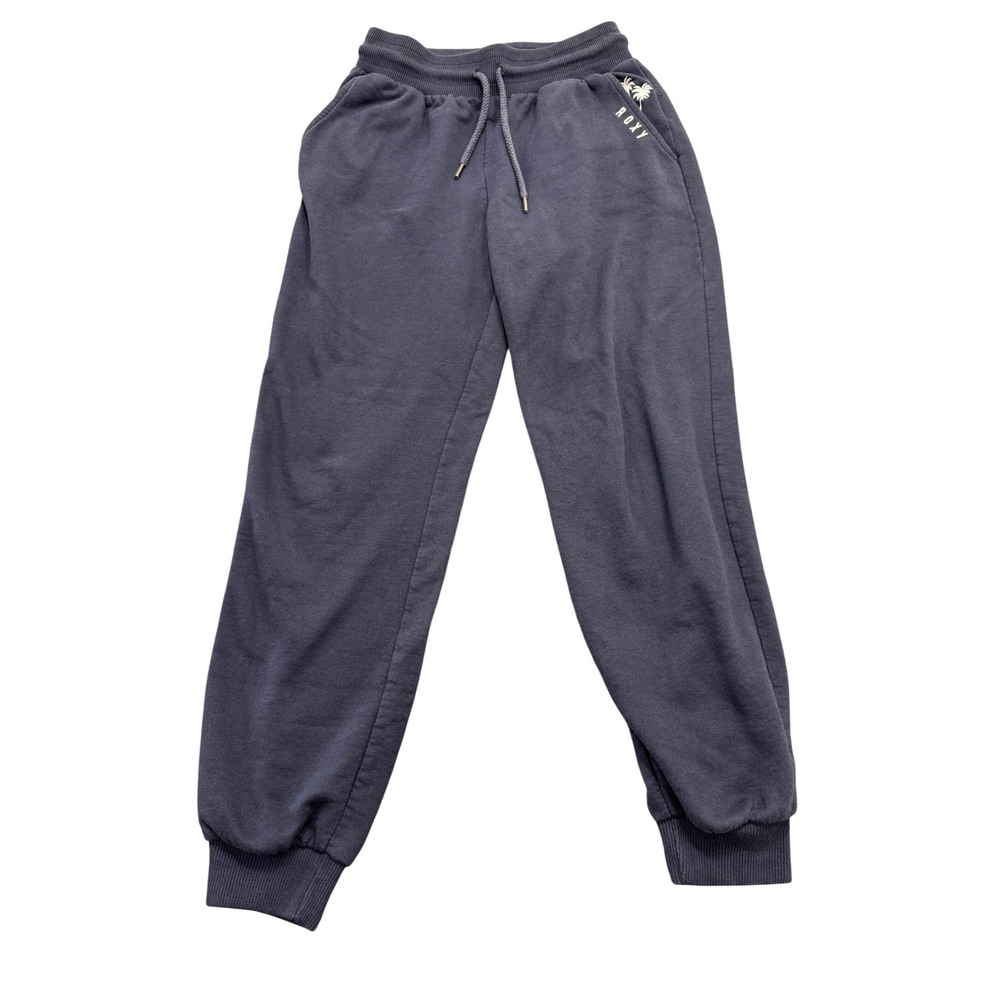 Roxy Sweatpants Joggers Womens Small Gray Palm Tree Embroidered Fleece Comfy